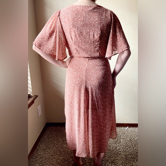 🆕 She + Sky Leopard Print Mauve Midi Tie Wrap Dress | L - Picture 3 of 9